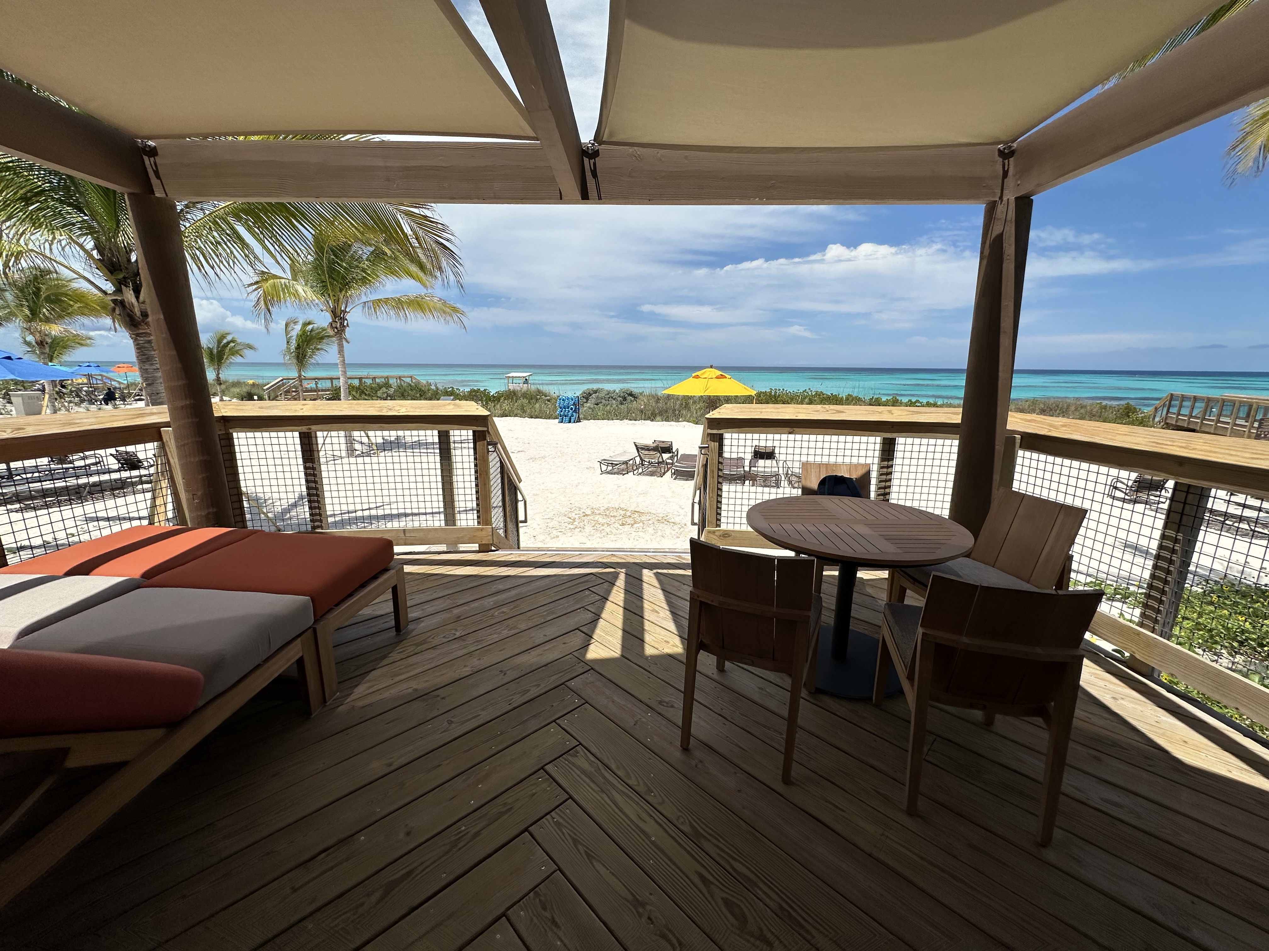 Serenity Bay cabana overlooking the beach at Disney Lookout Cay