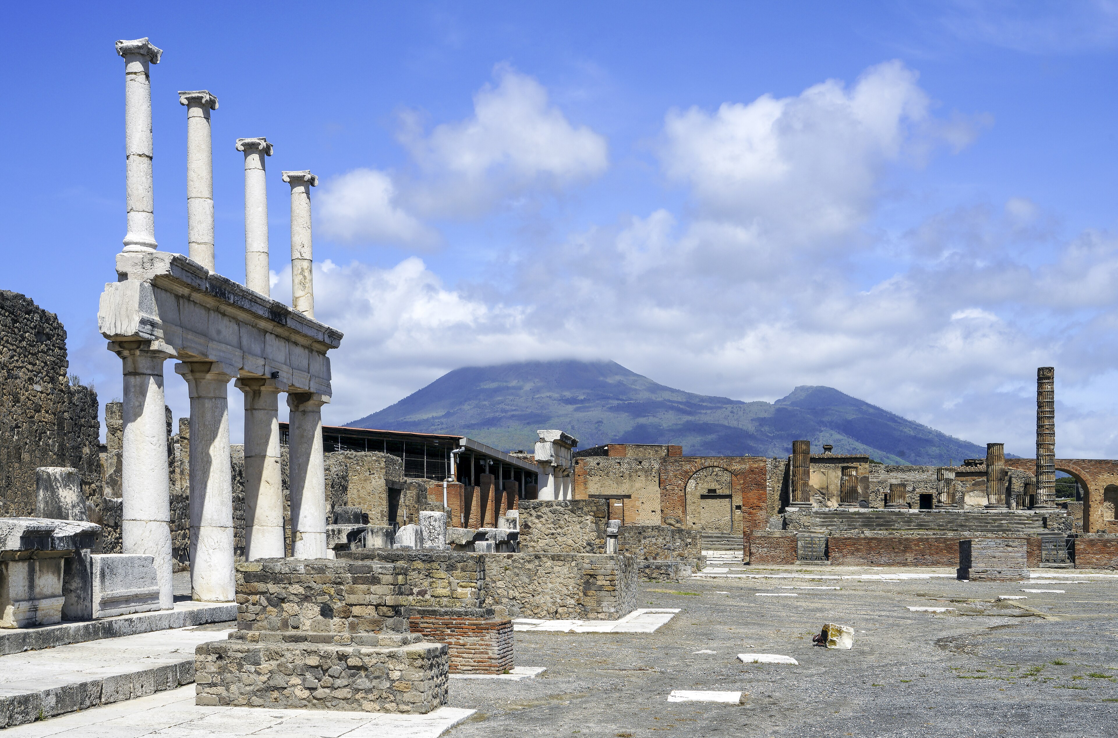 Forum of Pompeii with Mount Vesuvius in the background