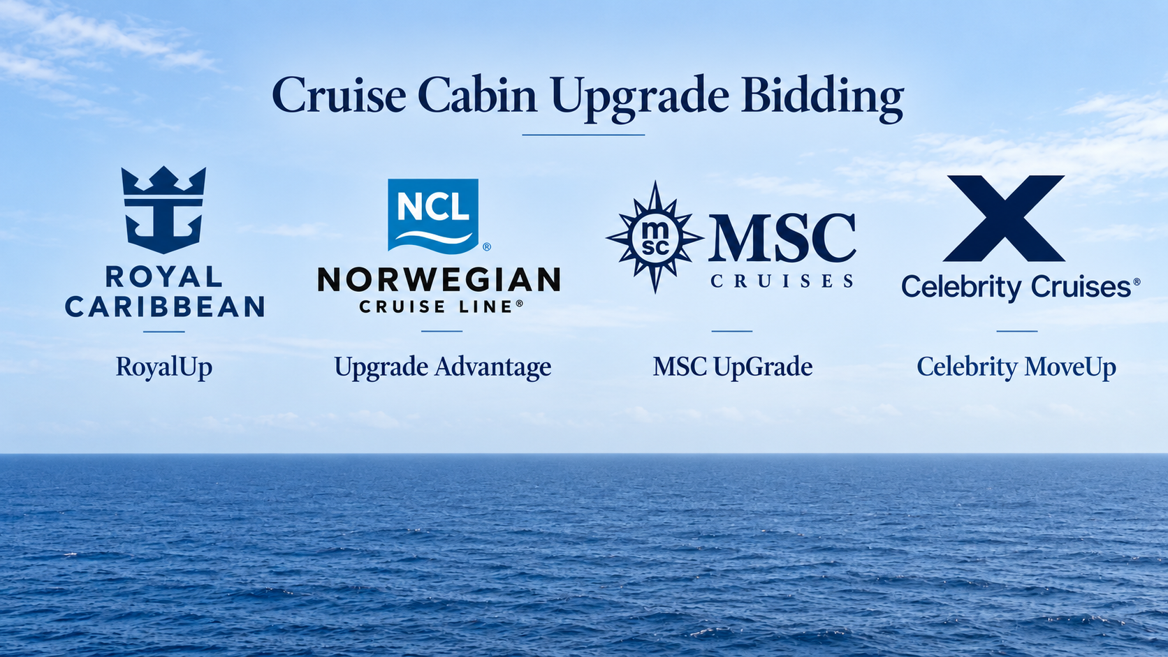 RoyalUp, Norwegian Upgrade Advantage, MSC UpGrade and Celebrity MoveUp